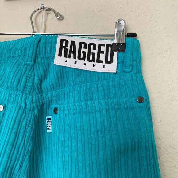 Free People X‎ Ragged Priest jumbo Corduroy Dad Jeans TURQUOISE size 24 - Picture 9 of 13